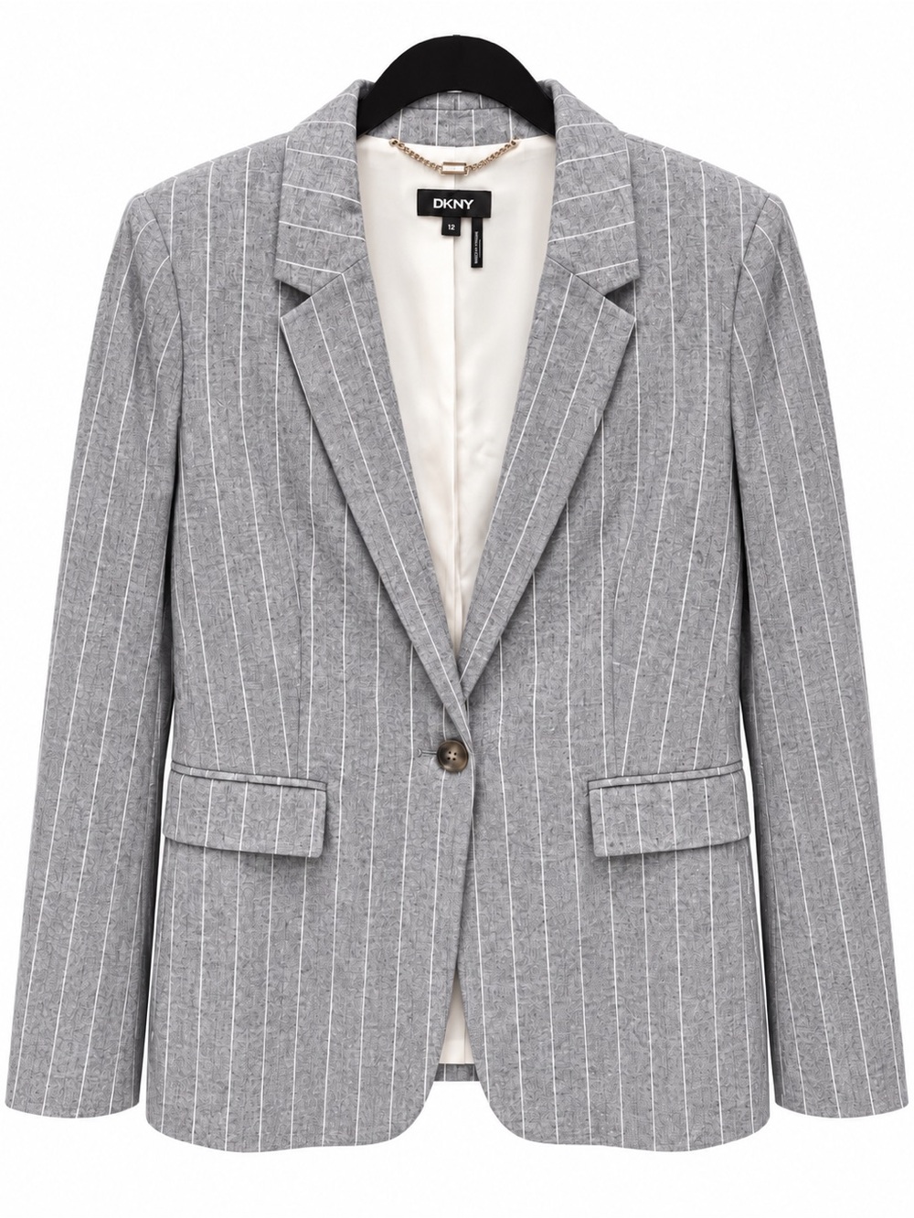 DKNY Blue/Gray Pinstripe Single-Button Blazer - Picture 2 of 5